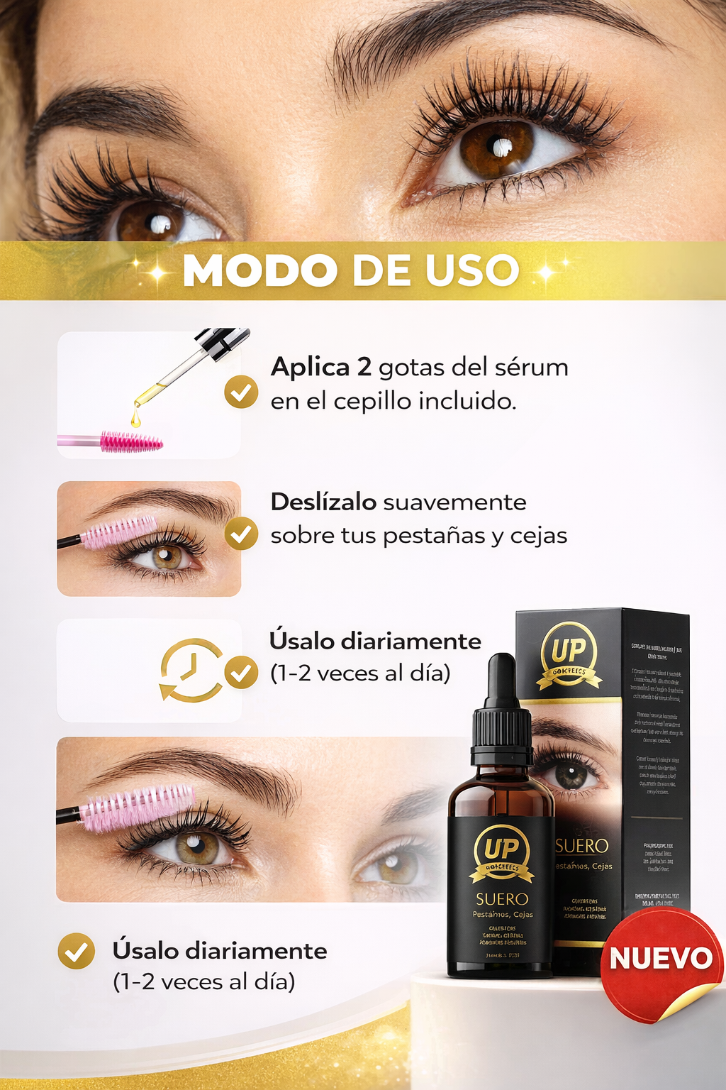 Sérum de Pestañas y Cejas UP + Mascarilla Facial – Más Largo, Fuerte y Natural 🔥