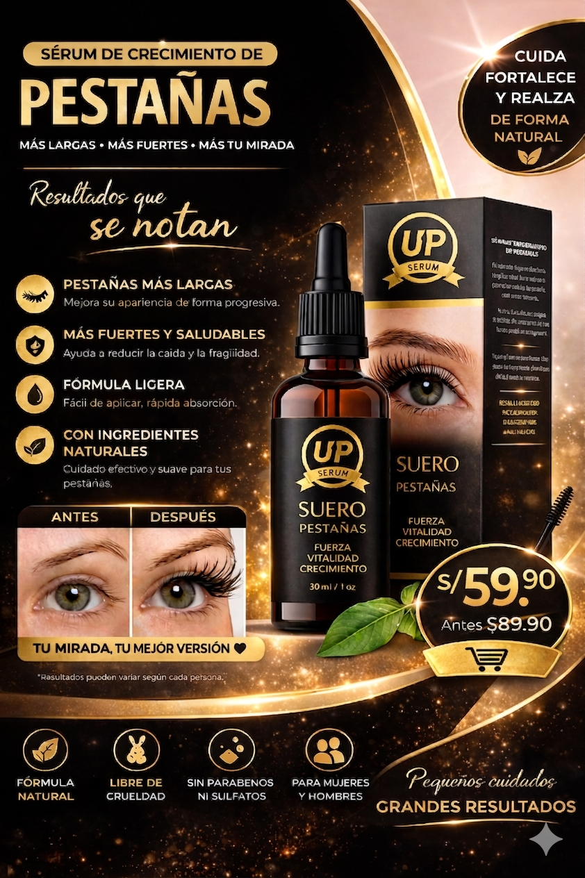 Sérum de Pestañas y Cejas UP + Mascarilla Facial – Más Largo, Fuerte y Natural 🔥